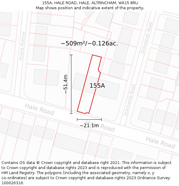 155A, HALE ROAD, HALE, ALTRINCHAM, WA15 8RU: Plot and title map
