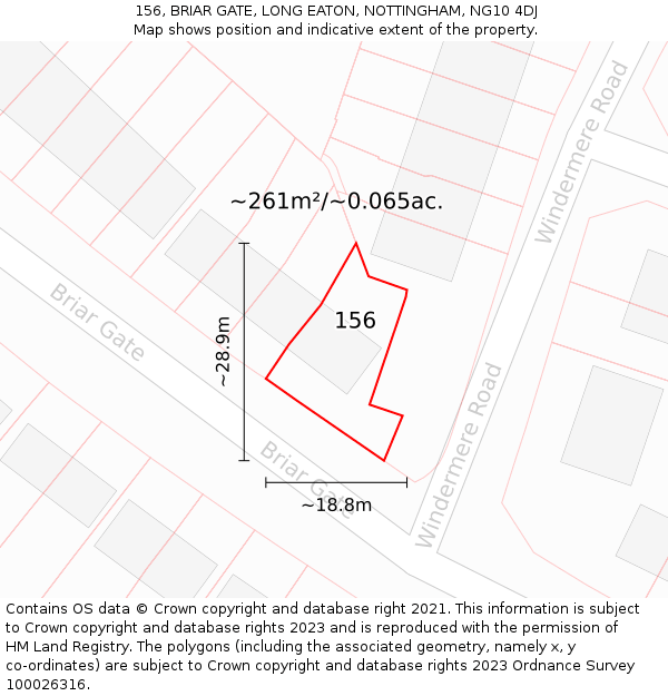 156, BRIAR GATE, LONG EATON, NOTTINGHAM, NG10 4DJ: Plot and title map
