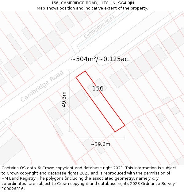156, CAMBRIDGE ROAD, HITCHIN, SG4 0JN: Plot and title map