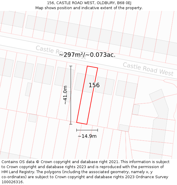 156, CASTLE ROAD WEST, OLDBURY, B68 0EJ: Plot and title map