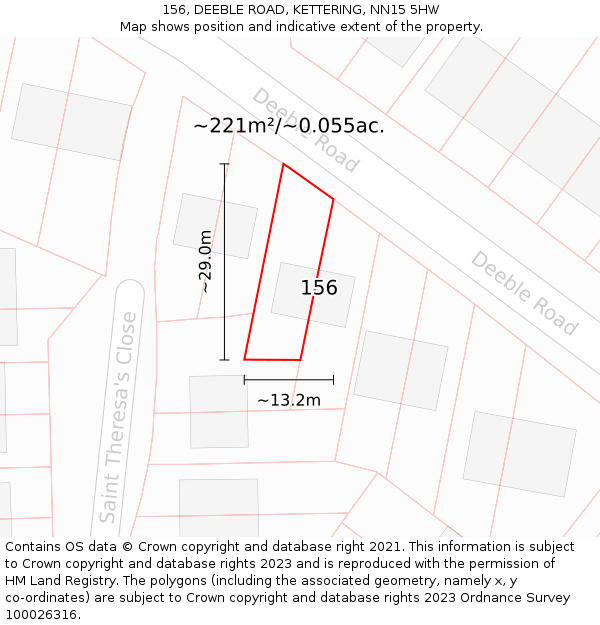 156, DEEBLE ROAD, KETTERING, NN15 5HW: Plot and title map