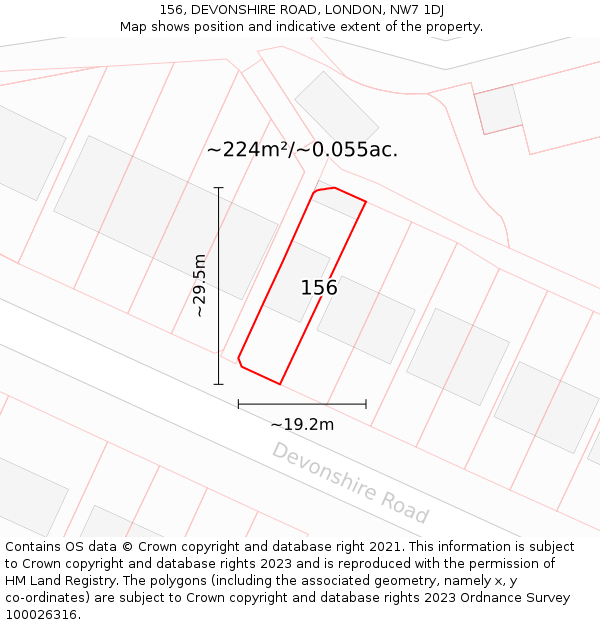 156, DEVONSHIRE ROAD, LONDON, NW7 1DJ: Plot and title map