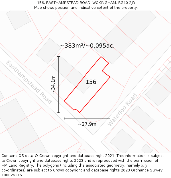 156, EASTHAMPSTEAD ROAD, WOKINGHAM, RG40 2JD: Plot and title map