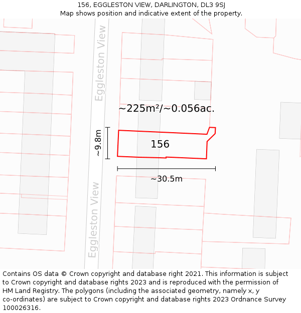156, EGGLESTON VIEW, DARLINGTON, DL3 9SJ: Plot and title map