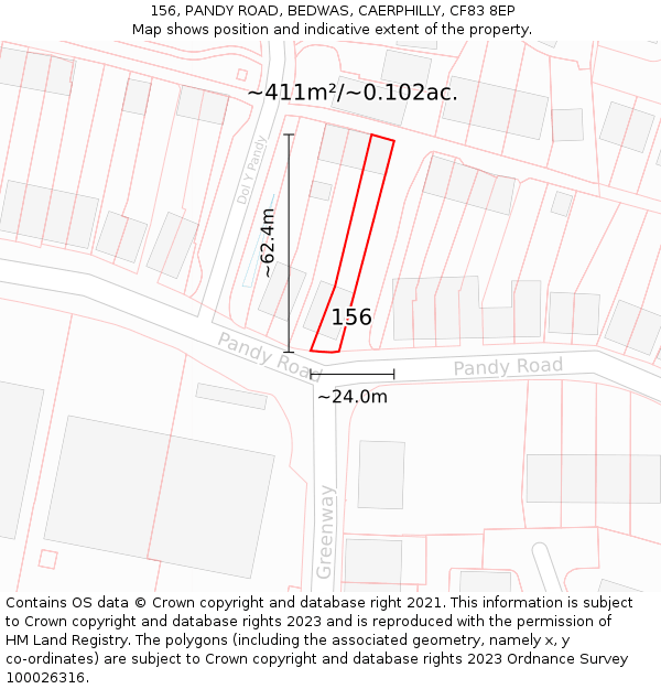 156, PANDY ROAD, BEDWAS, CAERPHILLY, CF83 8EP: Plot and title map