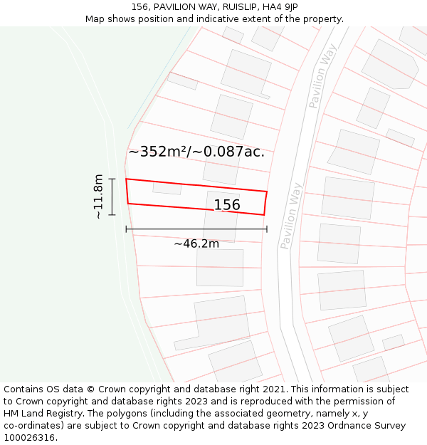156, PAVILION WAY, RUISLIP, HA4 9JP: Plot and title map