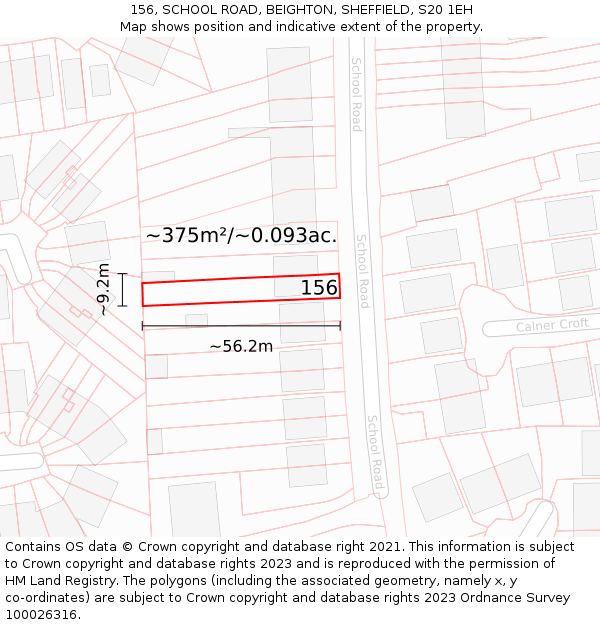 156, SCHOOL ROAD, BEIGHTON, SHEFFIELD, S20 1EH: Plot and title map