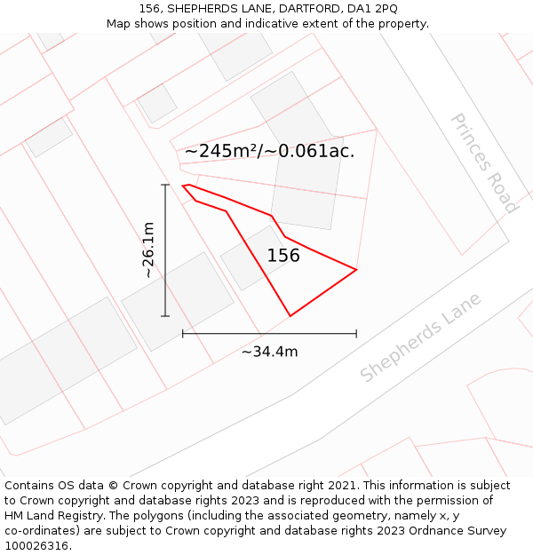 156, SHEPHERDS LANE, DARTFORD, DA1 2PQ: Plot and title map