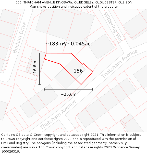 156, THATCHAM AVENUE KINGSWAY, QUEDGELEY, GLOUCESTER, GL2 2DN: Plot and title map