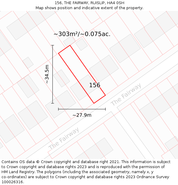 156, THE FAIRWAY, RUISLIP, HA4 0SH: Plot and title map