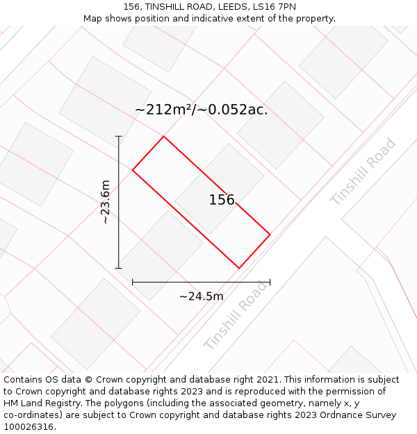 156, TINSHILL ROAD, LEEDS, LS16 7PN: Plot and title map
