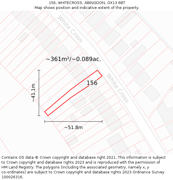 156, WHITECROSS, ABINGDON, OX13 6BT: Plot and title map