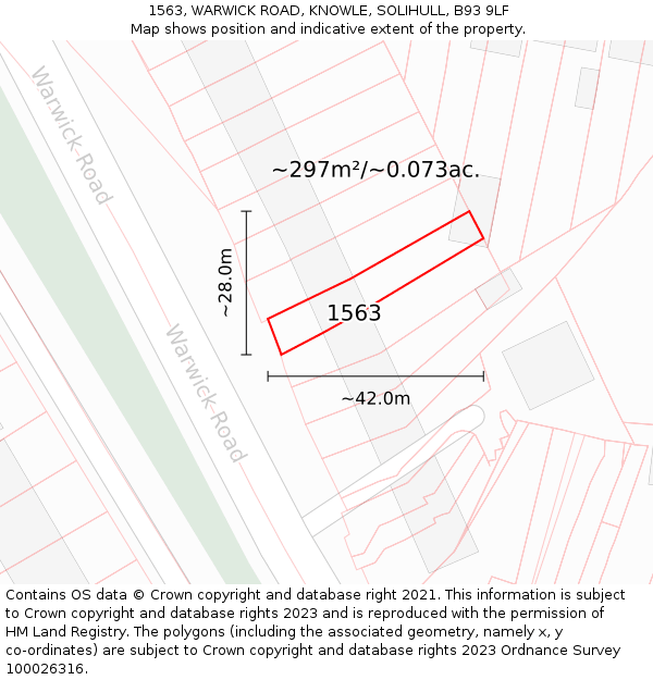 1563, WARWICK ROAD, KNOWLE, SOLIHULL, B93 9LF: Plot and title map
