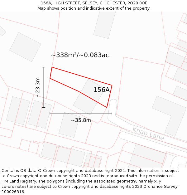 156A, HIGH STREET, SELSEY, CHICHESTER, PO20 0QE: Plot and title map