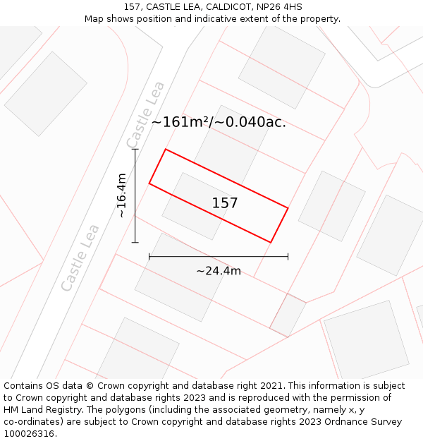 157, CASTLE LEA, CALDICOT, NP26 4HS: Plot and title map