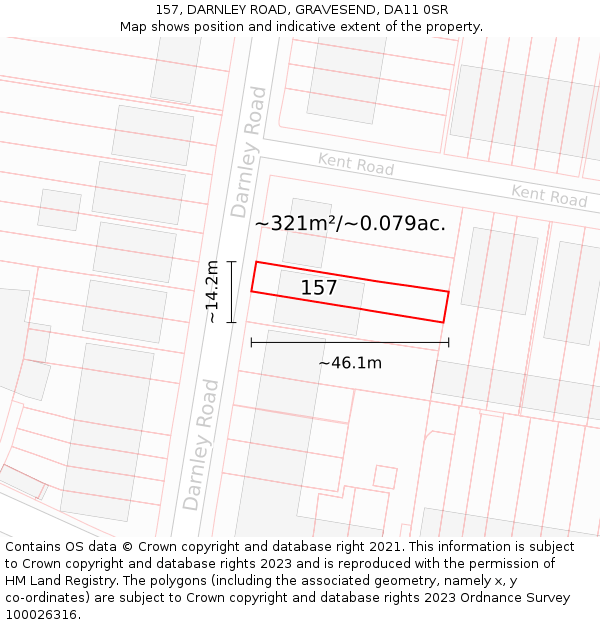 157, DARNLEY ROAD, GRAVESEND, DA11 0SR: Plot and title map