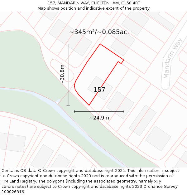 157, MANDARIN WAY, CHELTENHAM, GL50 4RT: Plot and title map