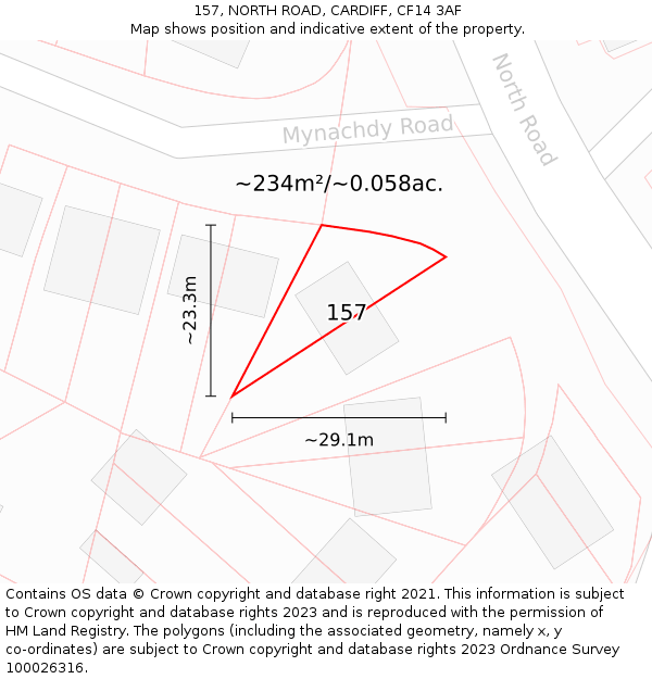 157, NORTH ROAD, CARDIFF, CF14 3AF: Plot and title map