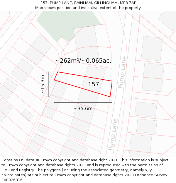 157, PUMP LANE, RAINHAM, GILLINGHAM, ME8 7AP: Plot and title map