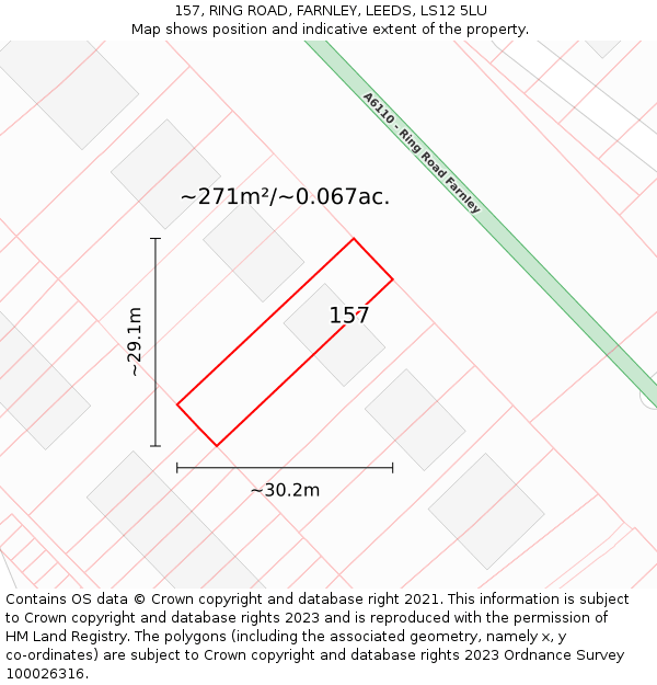 157, RING ROAD, FARNLEY, LEEDS, LS12 5LU: Plot and title map