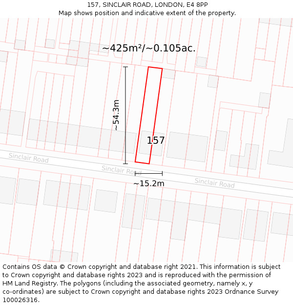157, SINCLAIR ROAD, LONDON, E4 8PP: Plot and title map