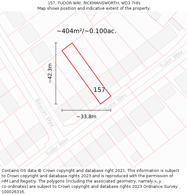 157, TUDOR WAY, RICKMANSWORTH, WD3 7HN: Plot and title map