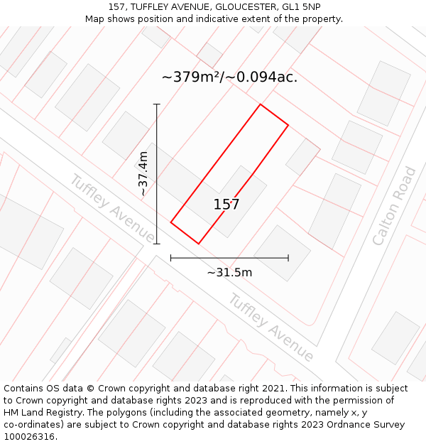 157, TUFFLEY AVENUE, GLOUCESTER, GL1 5NP: Plot and title map