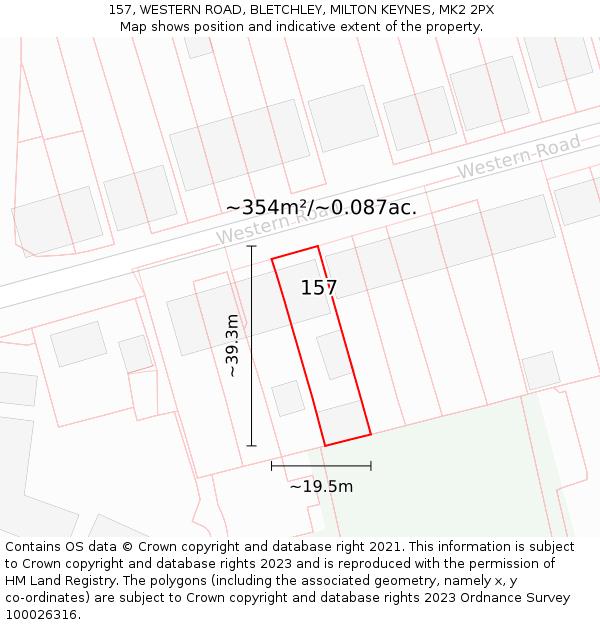 157, WESTERN ROAD, BLETCHLEY, MILTON KEYNES, MK2 2PX: Plot and title map