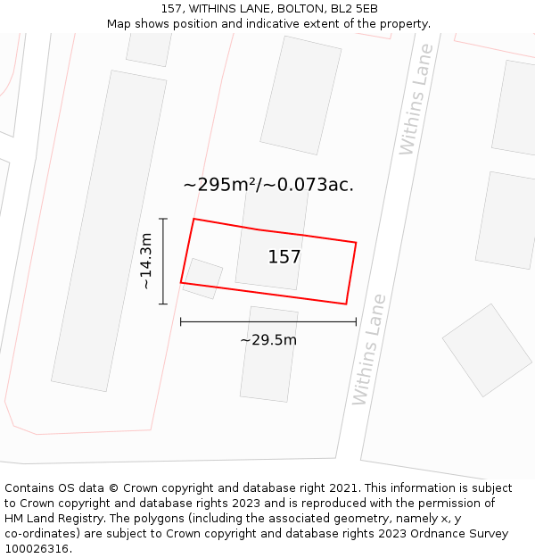 157, WITHINS LANE, BOLTON, BL2 5EB: Plot and title map