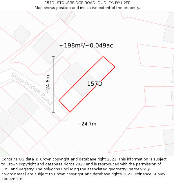 157D, STOURBRIDGE ROAD, DUDLEY, DY1 2EP: Plot and title map