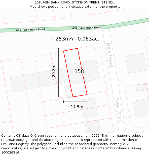 158, ASH BANK ROAD, STOKE-ON-TRENT, ST2 9DU: Plot and title map