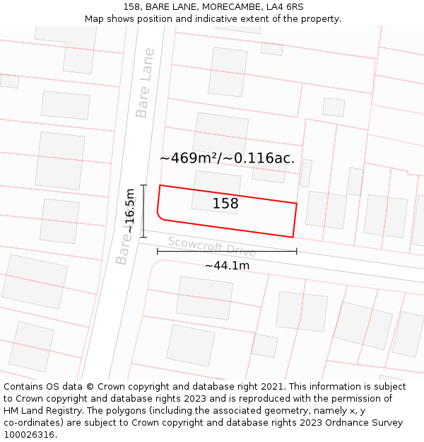 158, BARE LANE, MORECAMBE, LA4 6RS: Plot and title map