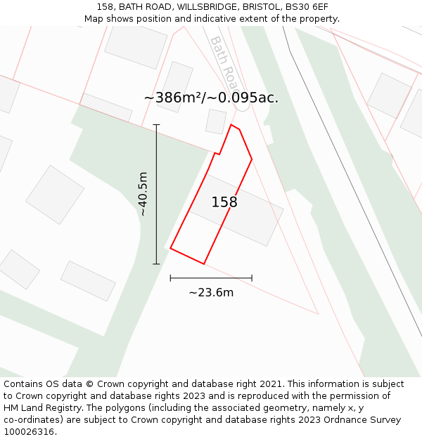 158, BATH ROAD, WILLSBRIDGE, BRISTOL, BS30 6EF: Plot and title map