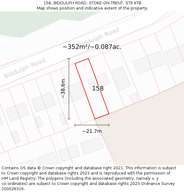 158, BIDDULPH ROAD, STOKE-ON-TRENT, ST6 6TB: Plot and title map