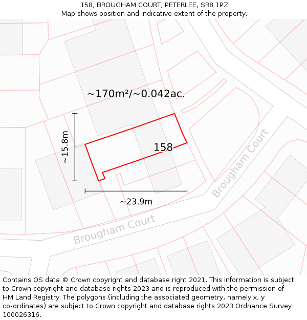 158, BROUGHAM COURT, PETERLEE, SR8 1PZ: Plot and title map