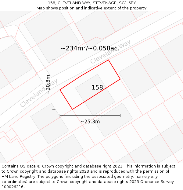 158, CLEVELAND WAY, STEVENAGE, SG1 6BY: Plot and title map