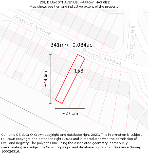 158, DRAYCOTT AVENUE, HARROW, HA3 0BZ: Plot and title map