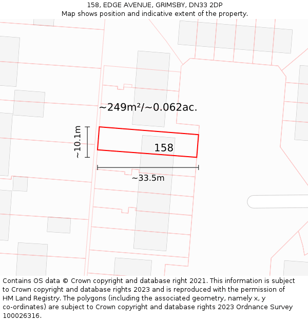 158, EDGE AVENUE, GRIMSBY, DN33 2DP: Plot and title map