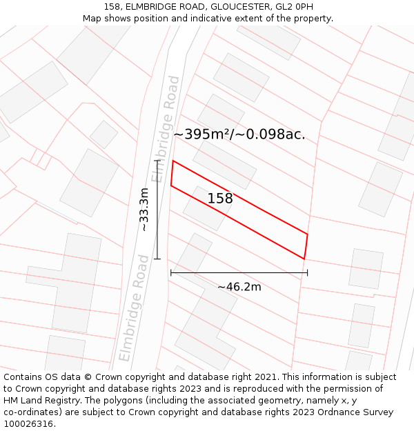 158, ELMBRIDGE ROAD, GLOUCESTER, GL2 0PH: Plot and title map