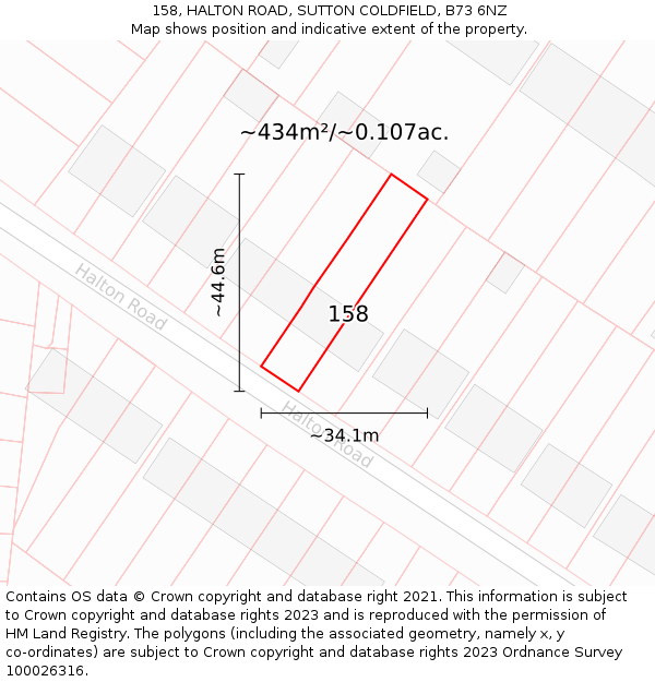 158, HALTON ROAD, SUTTON COLDFIELD, B73 6NZ: Plot and title map