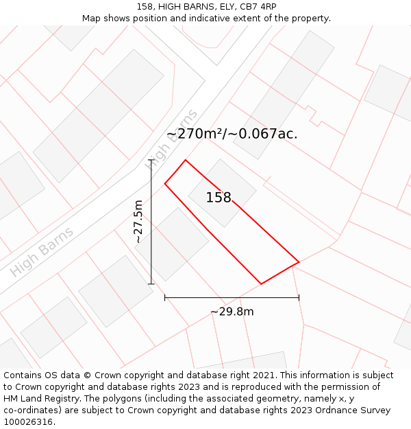 158, HIGH BARNS, ELY, CB7 4RP: Plot and title map