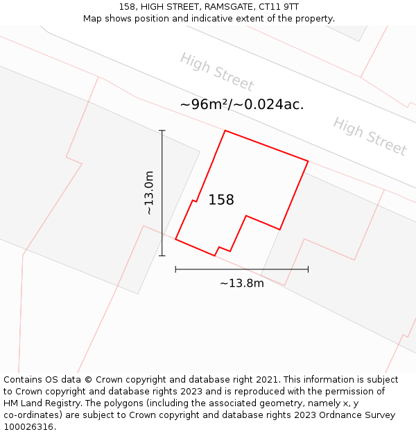 158, HIGH STREET, RAMSGATE, CT11 9TT: Plot and title map