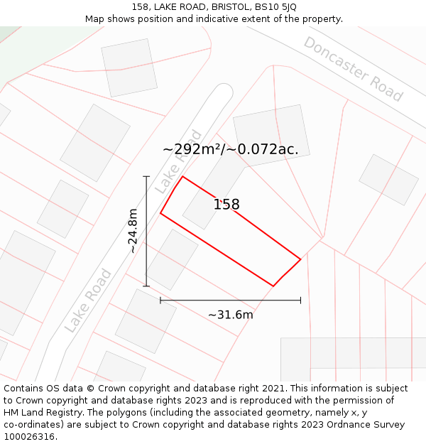 158, LAKE ROAD, BRISTOL, BS10 5JQ: Plot and title map