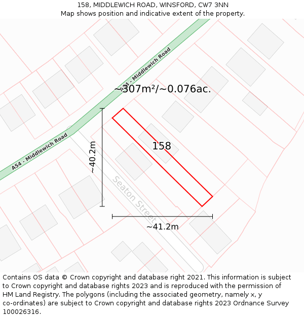 158, MIDDLEWICH ROAD, WINSFORD, CW7 3NN: Plot and title map