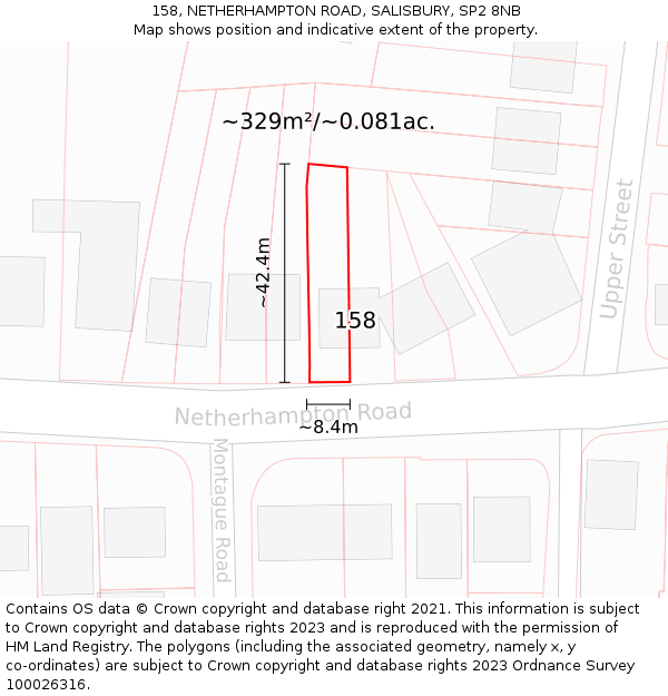 158, NETHERHAMPTON ROAD, SALISBURY, SP2 8NB: Plot and title map