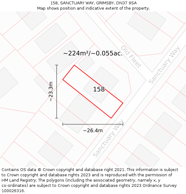158, SANCTUARY WAY, GRIMSBY, DN37 9SA: Plot and title map