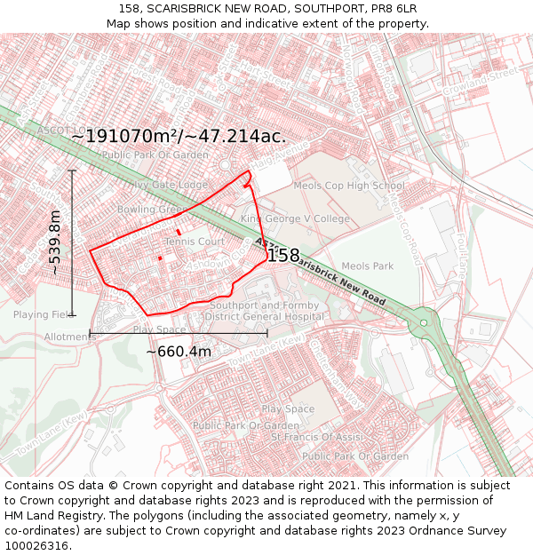 158, SCARISBRICK NEW ROAD, SOUTHPORT, PR8 6LR: Plot and title map