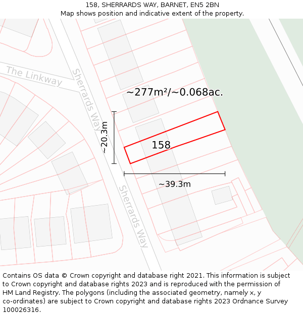 158, SHERRARDS WAY, BARNET, EN5 2BN: Plot and title map
