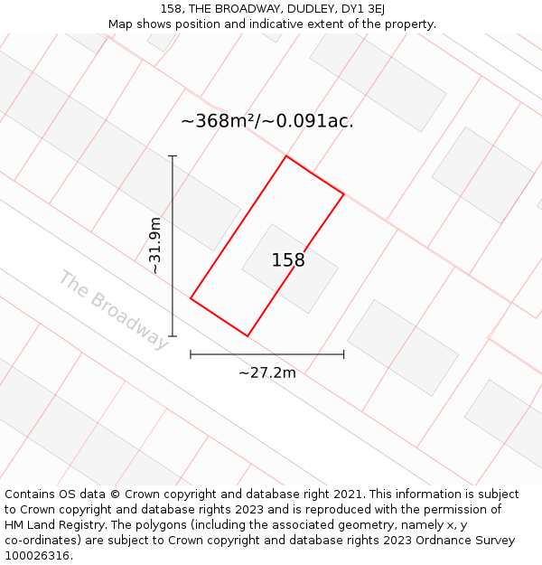 158, THE BROADWAY, DUDLEY, DY1 3EJ: Plot and title map