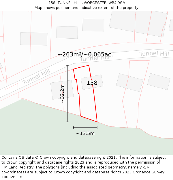 158, TUNNEL HILL, WORCESTER, WR4 9SA: Plot and title map